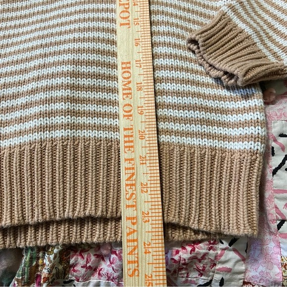 J Crew Tan Striped Cotton V-Neck Sweater Small - Picture 7 of 7